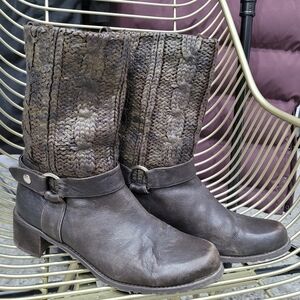Stuart Weitzman dark brown biker boots